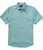 Perry Ellis Big & Tall Solid Linen Short Sleeve Woven Shirt - Image 1