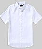 Perry Ellis Big & Tall Solid Linen Short Sleeve Woven Shirt - Image 2