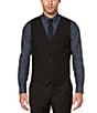 Color:Black - Image 1 - Big & Tall Solid Sharkskin Suit Vest