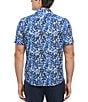 Color:Nautical Blue - Image 2 - Floral Poplin Short Sleeve Woven Shirt