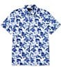 Perry Ellis Floral Print Short Sleeve Woven Shirt, Color:Blue Depths - Image 1