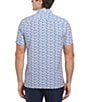 Color:Blue Quartz - Image 2 - Geo Block Print Short Sleeve Woven Shirt