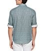 Color:Goblin Blue - Image 2 - Geo Print Roll-Sleeve Woven Shirt