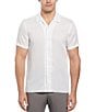 Color:Bright White - Image 1 - Jacquard Short Sleeve Woven Camp Shirt