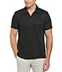 Color:Black - Image 1 - Jacquard Short Sleeve Woven Camp Shirt