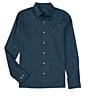 Color:Dark Sea - Image 1 - Line Print Jacquard Long Sleeve Woven Shirt