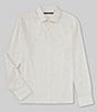 Color:Egret - Image 1 - Line Print Jacquard Long Sleeve Woven Shirt