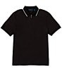 Color:Black - Image 1 - Ottoman Quarter-Zip Short Sleeve Polo Shirt