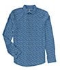 Color:Titan - Image 1 - Slim-Fit Performance Stretch Ditsy Floral Print Long Sleeve Woven Shirt