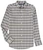 Color:Abbey Stone - Image 1 - Pixel Plaid Stripe Long Sleeve Woven Shirt