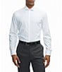 Color:White - Image 2 - Premium Slim-Fit Non-Iron Performance Stretch Spread Collar Solid Dress Shirt