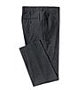 Color:Black - Image 1 - Premium Tailored Flat Front Birdseye Pin-Dotted Dress Pants