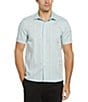 Color:Pastel Blue - Image 1 - Sateen Plaid Short Sleeve Woven Shirt