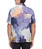 Color:Prairie Sand - Image 2 - Satin Watercolor Print Short Sleeve Woven Camp Shirt