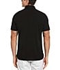Color:Black - Image 2 - Slim Fit Solid Cotton Interlock Short Sleeve Woven Shirt