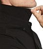 Color:Black - Image 3 - Slim Fit Solid Cotton Interlock Short Sleeve Woven Shirt