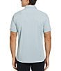 Color:Celestial Blue - Image 2 - Slim Fit Solid Cotton Interlock Short Sleeve Woven Shirt