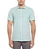 Color:Deep Mint - Image 1 - Solid Dobby Short Sleeve Woven Shirt