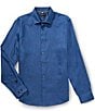 Perry Ellis Solid Linen Long Sleeve Woven Shirt - Image 1