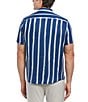 Color:Sargasso Sea - Image 2 - Stretch Paint Stripe Line Short Sleeve Woven Shirt