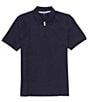 Color:Dark Sapphire - Image 1 - Vertical Rib Quarter-Zip Short Sleeve Polo Shirt