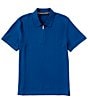 Color:Blue Quartz - Image 1 - Vertical Rib Quarter-Zip Short Sleeve Polo Shirt