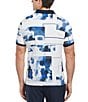 Color:Bright White - Image 2 - Watercolor Print Short Sleeve Polo Shirt
