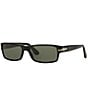 Color:Black - Image 1 - Men's PO2747S Polarized 57mm Rectangle Sunglasses