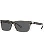 Color:Transparent Dark Grey - Image 1 - Men's PO3048S Transparent 55mm Rectangle Sunglasses