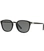 Persol Unisex PO3186S Tortoise 53mm Round Polarized Sunglasses, Color:Black - Image 1