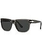 Color:Grey - Image 1 - Unisex PO3306S 55mm Rectangle Polarized Sunglasses