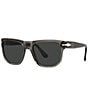 Persol Unisex PO3306S 55mm Rectangle Polarized Sunglasses, Color:Grey - Image 1