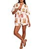 Petal & Pup Aaliyah Abstract Postcard Point Collar Tie Front Coordinating Top, Color:White Multi - Image 3
