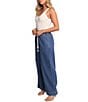Petal & Pup Jenni Elastic Drawstring Waist Wide Leg Pull-On Denim Pants, Color:Denim - Image 4