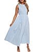 Petal & Pup Lanna Mini Gingham High Neck Ruffle Trim A-Line Maxi Dress, Color:Blue Gingham - Image 3