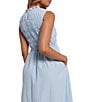 Petal & Pup Lanna Mini Gingham High Neck Ruffle Trim A-Line Maxi Dress, Color:Blue Gingham - Image 5