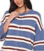Petal & Pup Lilith Stripe Round Neck 3/4 Sleeve Button Front Knit Sweater Top - Image 4