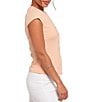 Petal & Pup Tatum Ribbed Knit High Neck Short Sleeve Asymmetrical Button Front Top - Image 3