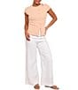 Petal & Pup Tatum Ribbed Knit High Neck Short Sleeve Asymmetrical Button Front Top - Image 5