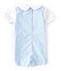 Color:Blue - Image 2 - Baby Boys 12-24 Months Short Sleeve Birthday-Embroidered Color Block Jon Jon
