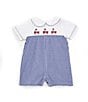 Color:Navy - Image 1 - Baby Boys 3-24 Months Short Sleeve Wagon Shortalls