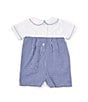 Color:Navy - Image 2 - Baby Boys 3-24 Months Short Sleeve Wagon Shortalls