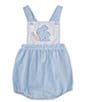 Color:Blue - Image 1 - Baby Boys 3-24 Months Sleeveless Bunny-Appliqued Shortalls