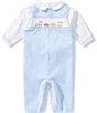 Petit Ami Baby Boys Long Sleeve Smocked Train Longall - Image 1