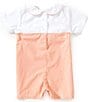 Petit Ami Baby Boys Short Sleeve Pumpkin Bib Romper - Image 3