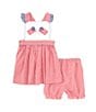 Color:Red - Image 1 - Baby Girls 12-24 Months Sleeveless Solid/Checked Americana Flag Fit-And-Flare Dress