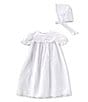 Color:White - Image 1 - Baby Girls 3-12 Months Eyelet Christening Gown