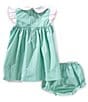 Petit Ami Baby Girls Angel-Wing-Sleeves Checked Golf-Themed Fit & Flare Dress, Color:Green - Image 2