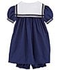Color:Navy - Image 2 - Baby Girls 3-24 Months Nautical Sailor Dress