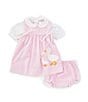 Color:Pink - Image 1 - Baby Girls 3-24 Months Sleeveless Checked/Goose Applique Empire-Waist Dress & Short-Sleeve Woven Shirt Set